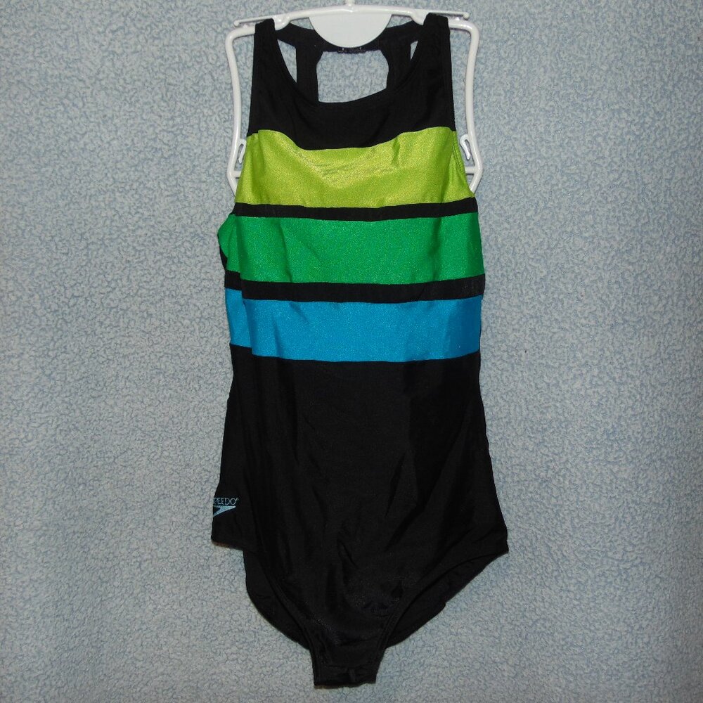 Speedo Black Green Swimsuit NoTag
